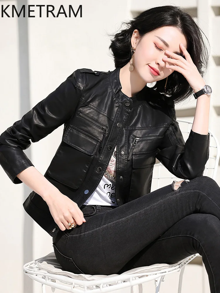 Giacca in pelle di pecora al 100% Donna Moto Slim Corta Giacche in vera pelle Donna Novità in Capispalla Abiti autunnali 2025 дубл Javка