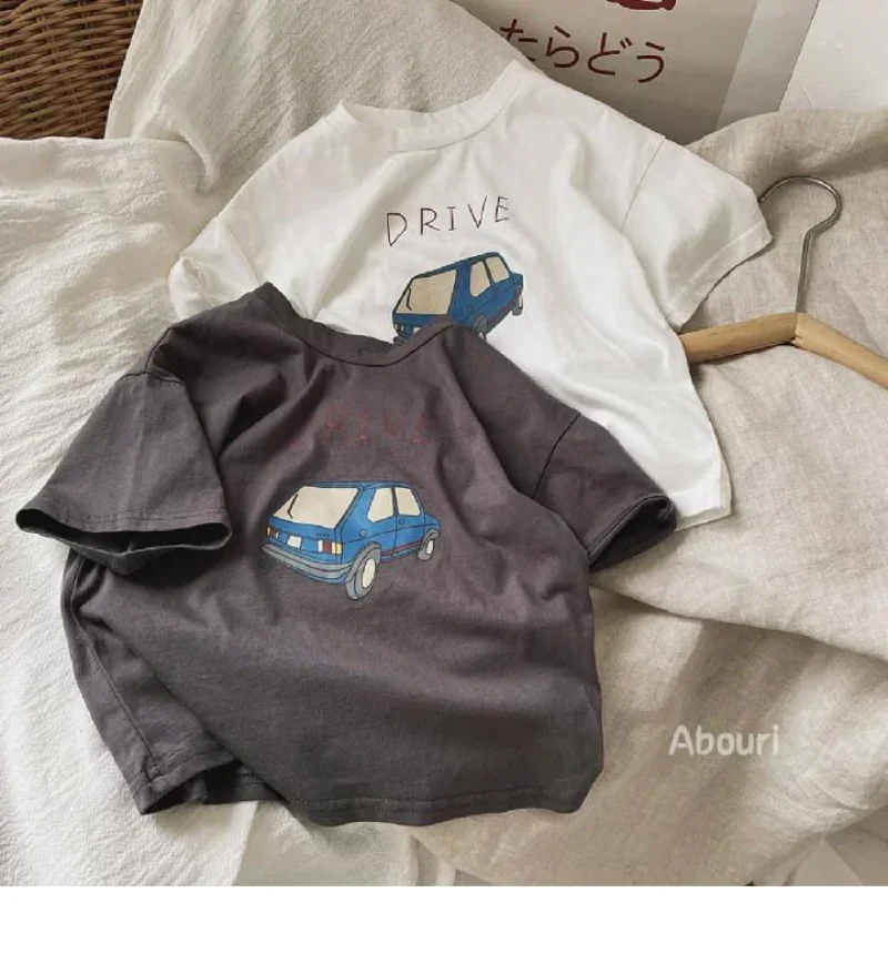 Camiseta de verano para niños y bebés, ropa deportiva informal con dibujos animados de coches, 2023 algodón, Media manga, 100%