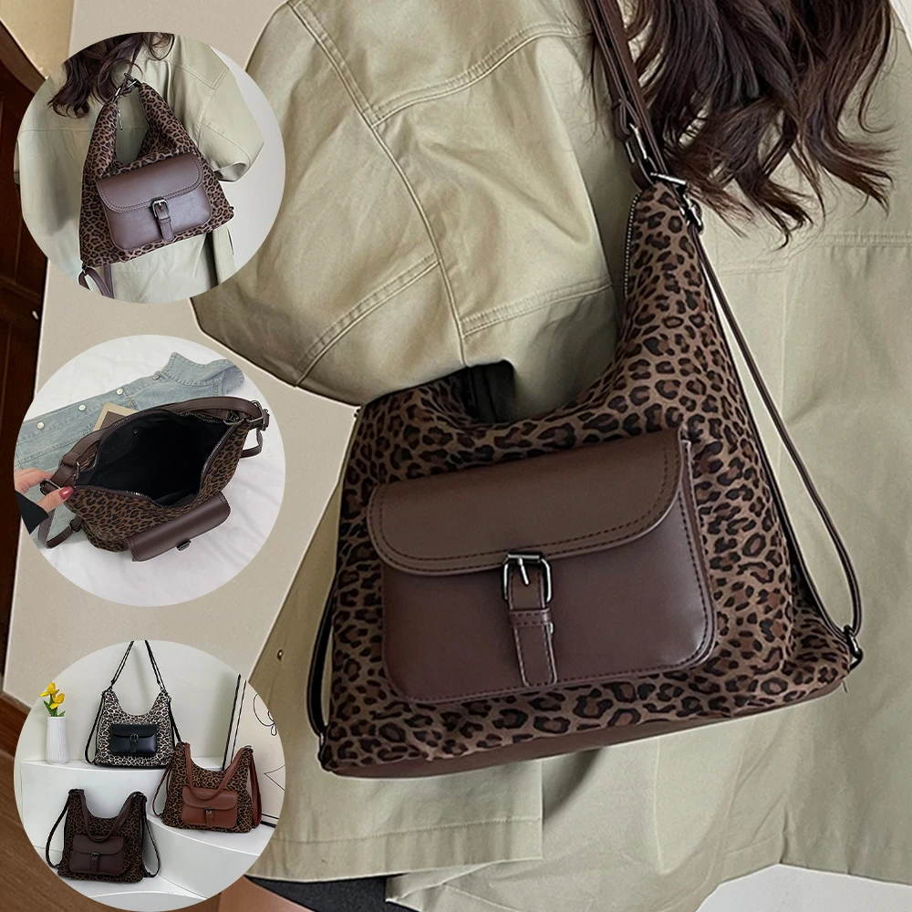 

Рюкзак большой вместимости с леопардовым принтом на осень и зиму, новая повседневная сумка через плечо для поездок на работу, нишевая сумка через плечо в стиле ретро