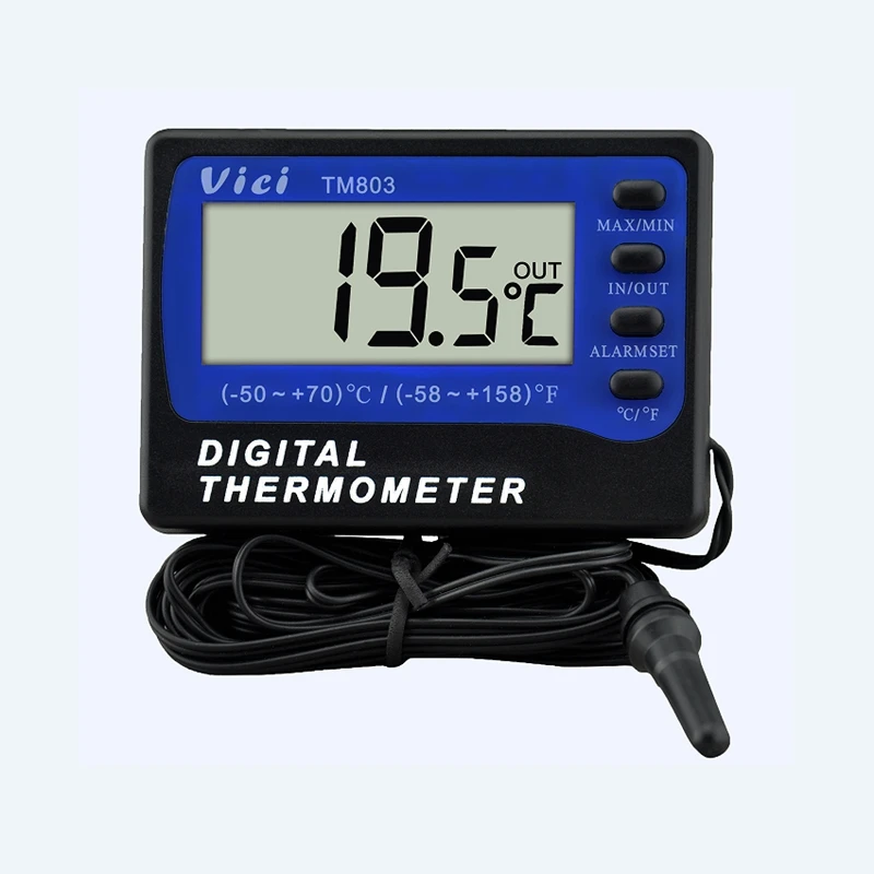 Vici TM803 cyfrowy termometr LCD lodówka z zamrażarką akwarium apteczka miernik temperatury Alarm 3MCable czujnik termometr