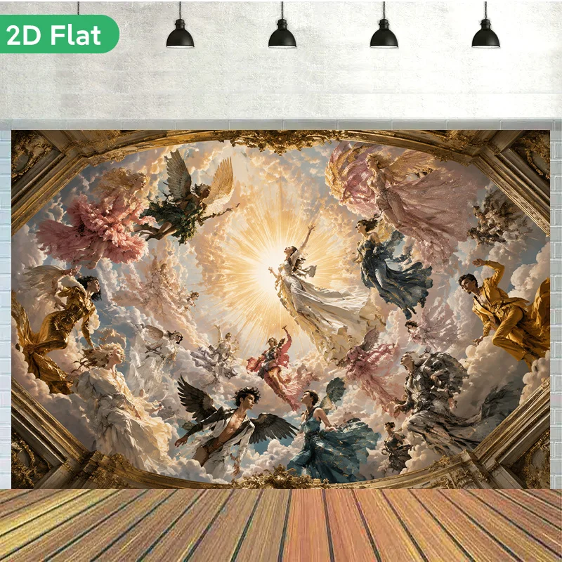 Baroque Renaissance Ceiling Mural Wall Tapestry Divine Glory Heavenly Figures Art Home Decor Print