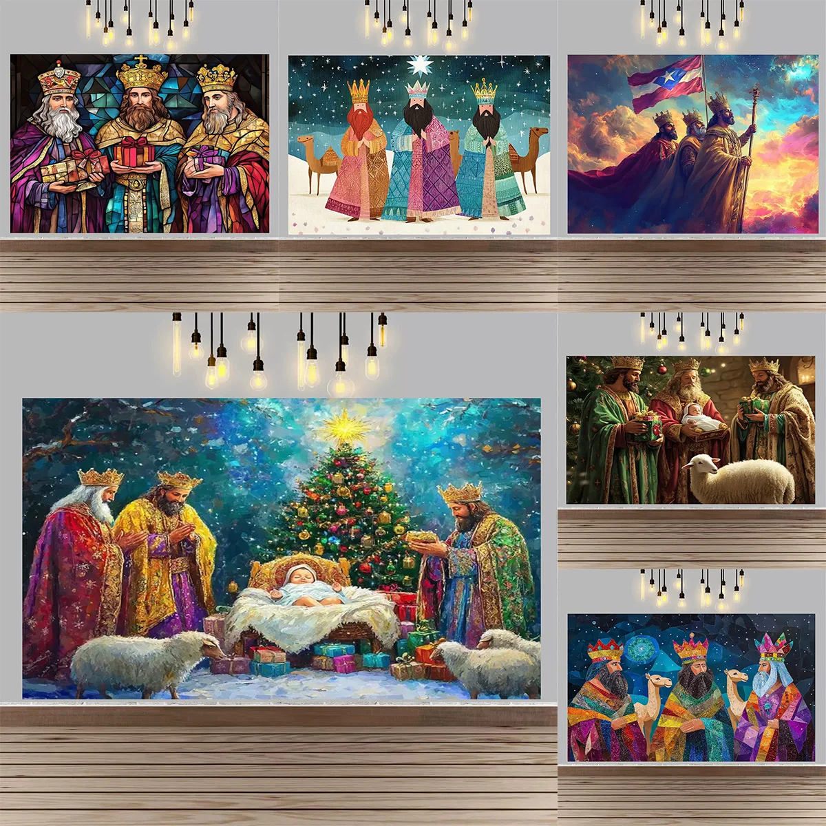 

Three Wise Men Christmas Scene Decor Backdrop Three Kings Christmas New Year Party Decor Banner Baby Baptism Wall Decor Backdrop