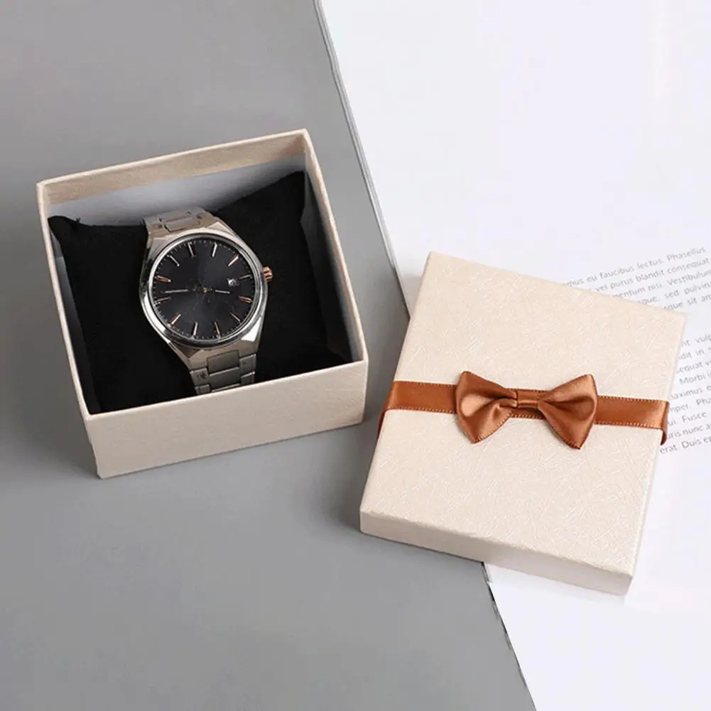 Portable Gift Box Ribbon Bow Gift Box with Cushion Portable Jewelry Packaging Box Valentine's Day Bridesmaid Wedding Present