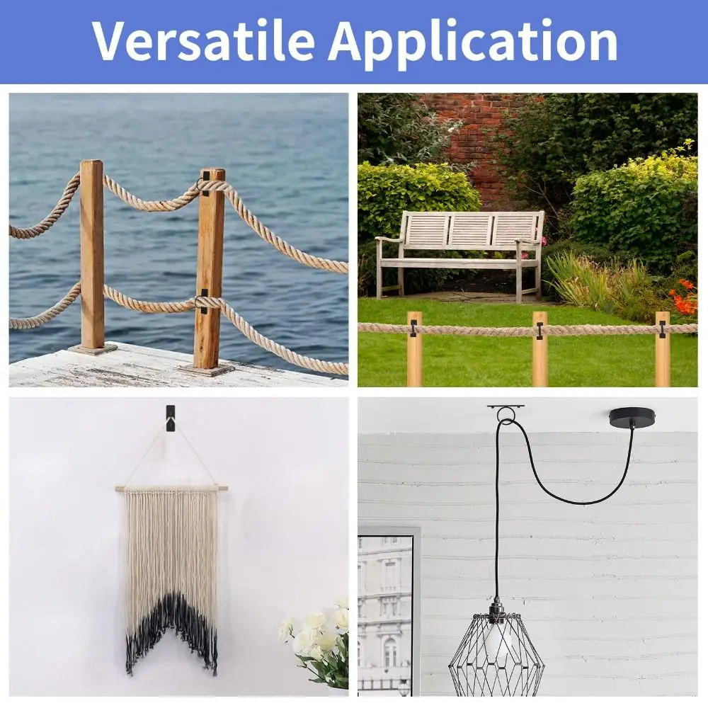 Hak ścienny ze stali nierdzewnej 304, montowany na ścianie lub suficie, uniwersalny czarny uchwyt na liny, odporny na rdzę, wielofunkcyjny.