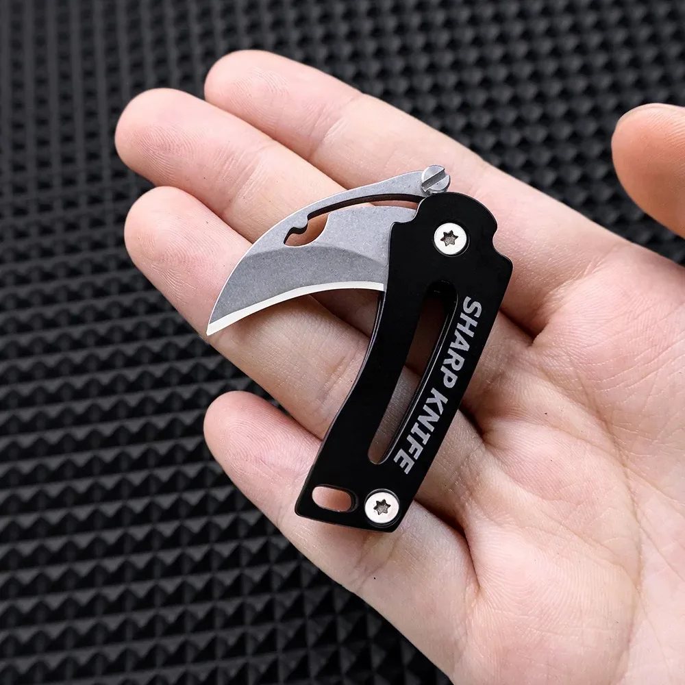 Creative Mini Folding Knife Outdoor Portable Karambit Keychain Box Cutter EDC Tool