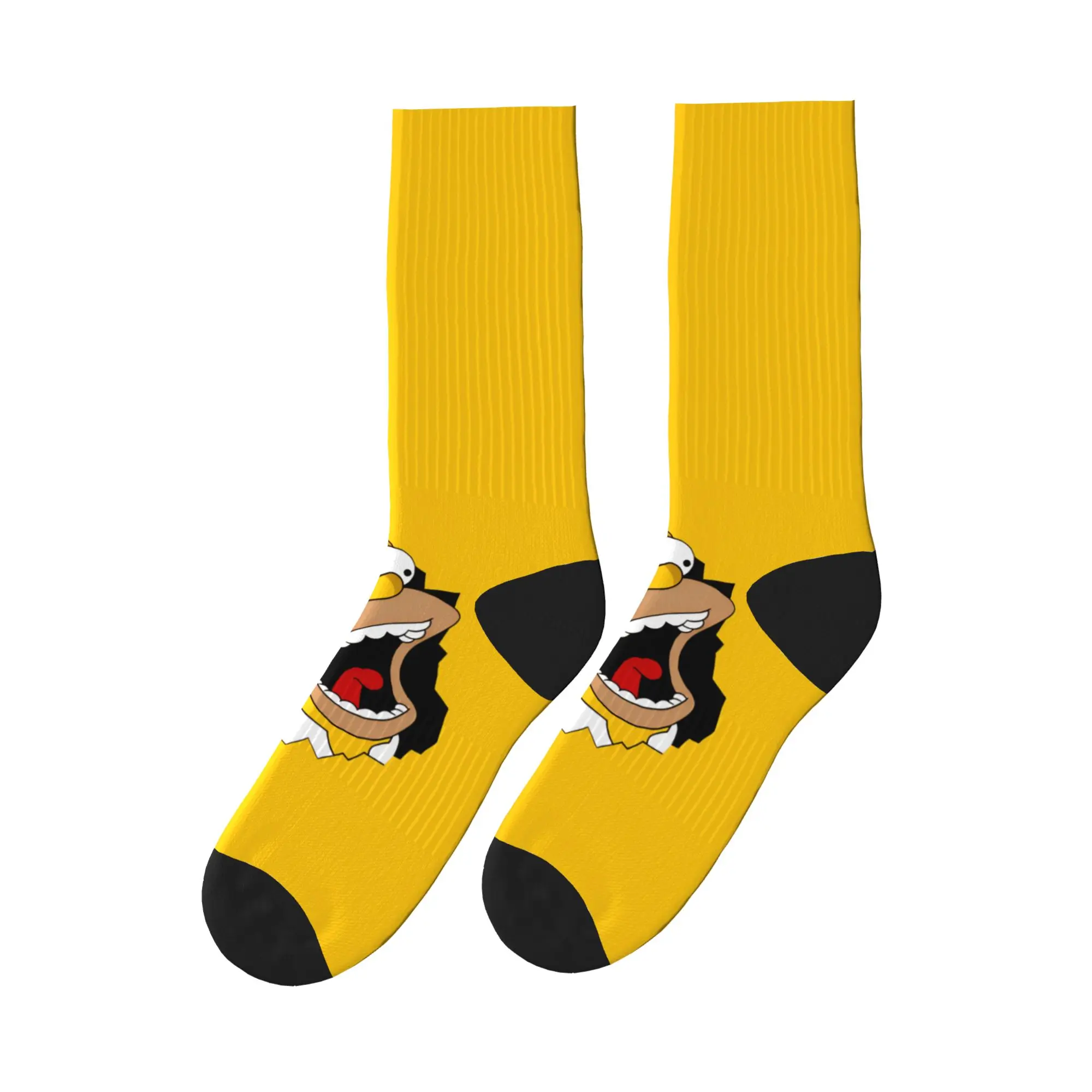 

S-Simpsons Homer Shocked Face Socks Graphic Stockings Anti Sweat Men's Socks Warm Soft Winter Gothic Running Socks