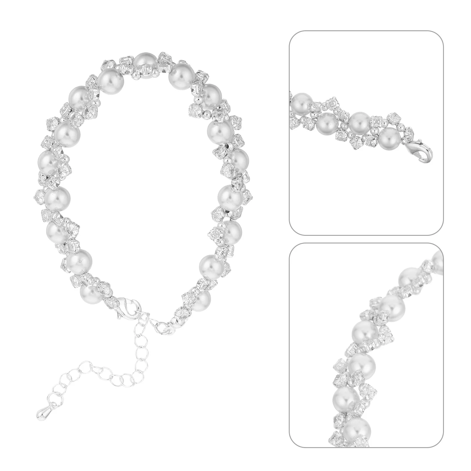 

Жемчужный браслет с блестящими цирконами и стразами, французский винтажный шарм, элегантное украшение для женщин, для вечеринок и особых случаев