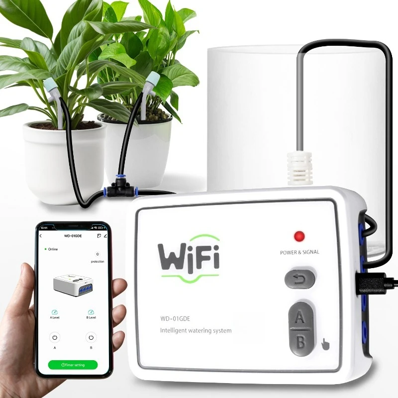 Wifi Smart Double Pump Automatic Watering Device Mobile Remote Control Irrigation System For Balcony Garden Potted Plants