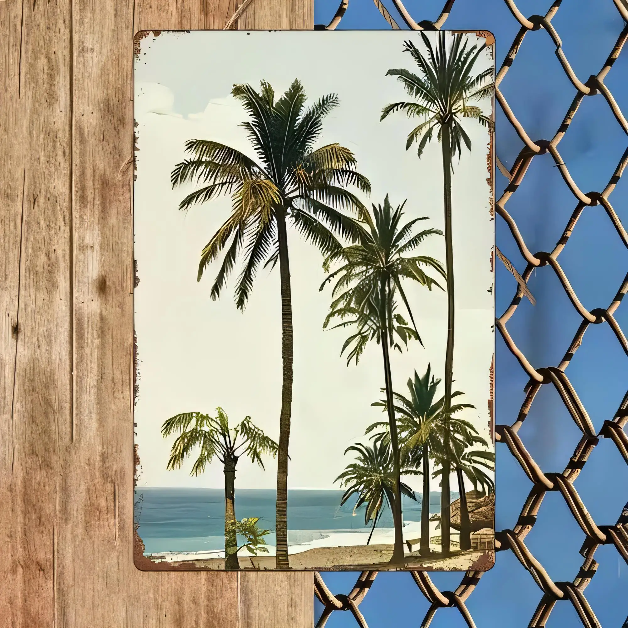 Tin Sign Tropical Trees Beach Ocean Vintage Metal Sign Plaque Wall Art Home Bar Pub Garage Decorative Poster Gift  Rustic Retro