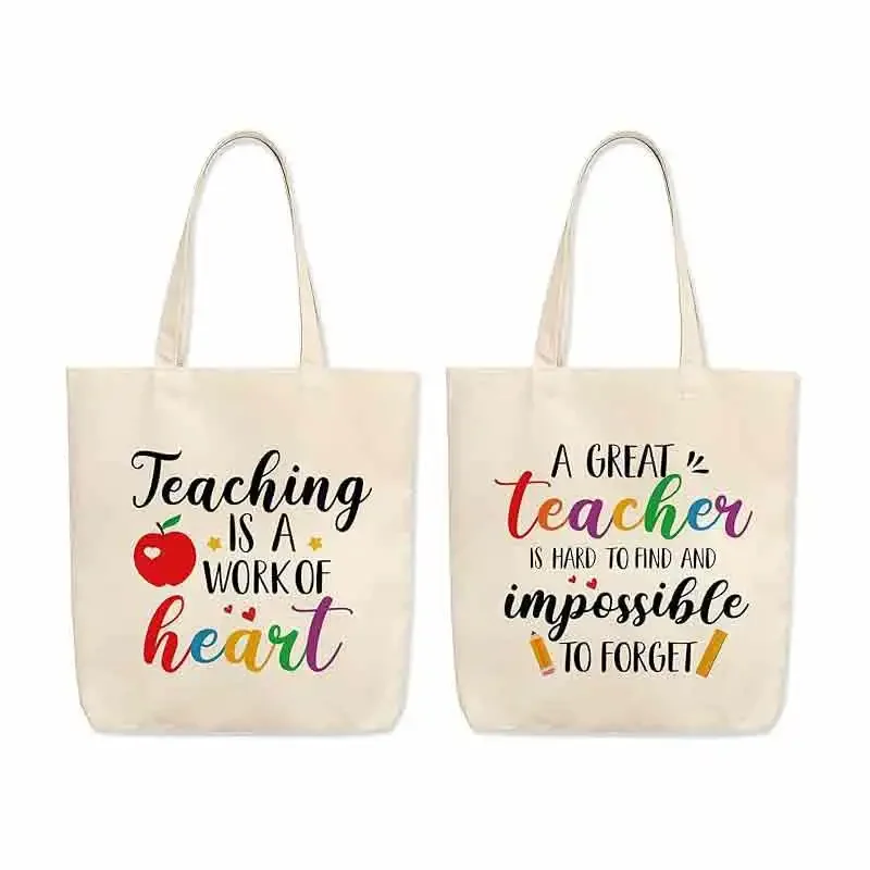 TOUB042 Teacher Appreciation Tote Bags, Grateful End of Semester Retirement Teacher Thanksgiving Christmas Gifts 2PCS