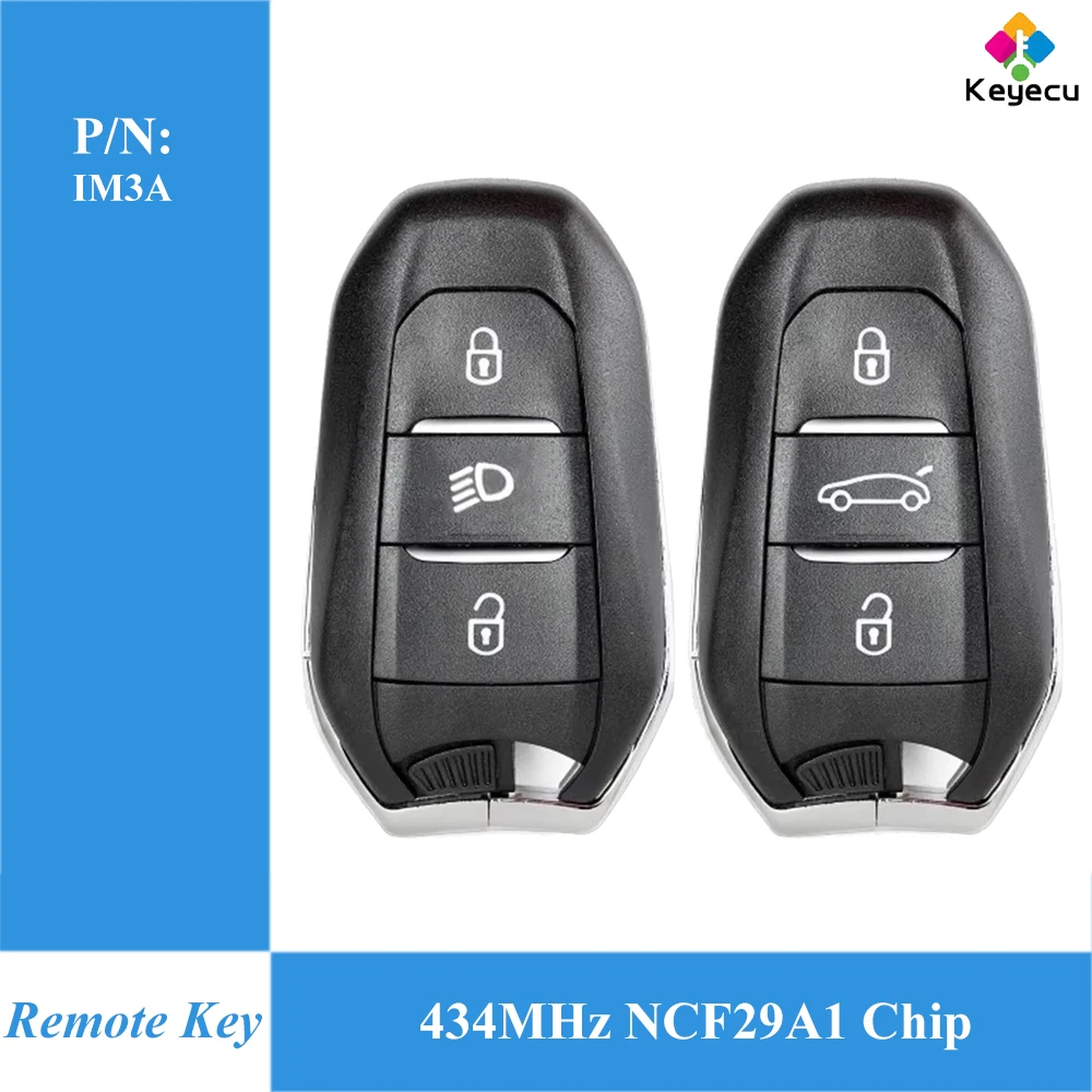 

KEYECU OEM IM3A Keyless Go Smart Remote Control Автомобильный ключ с 3 кнопками 434 МГц NCF29A1 Чип-брелок для Peugeot 5008 508 2020 2021 22