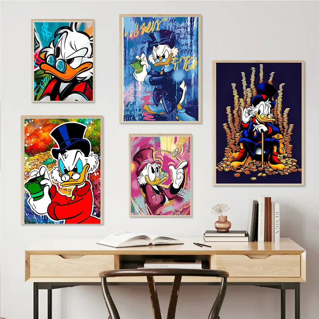 MINISO Disney Donald Duck Canvas Graffiti Pop Art Print Wall Art Poster Living Room Decor Kids Room Picture Print Artwork