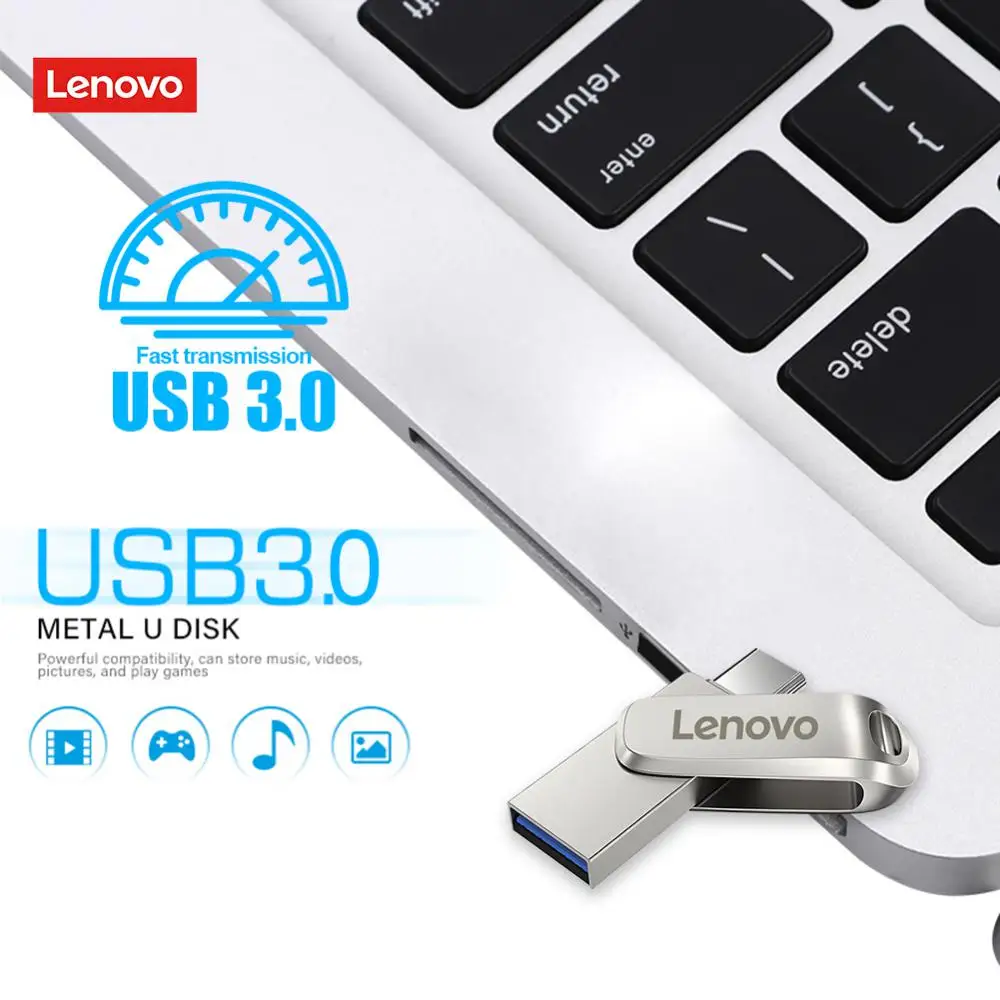 Lenovo 2TB Metall USB 3,0 Flash-Laufwerke 512GB Hoch geschwindigkeit TYPE-C Pen drive 256GB USB-Laufwerk 128GB USB Memoria Flash-Disk für Laptop