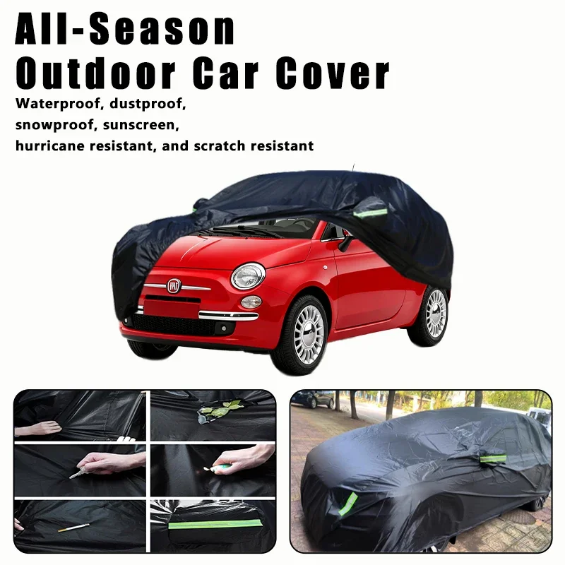 

Outdoor Car Cover Waterproof Dustproof UV Sun Protection, Full Car Protector Exterior Accessory For Fiat 500 500C 500E 2007-2023
