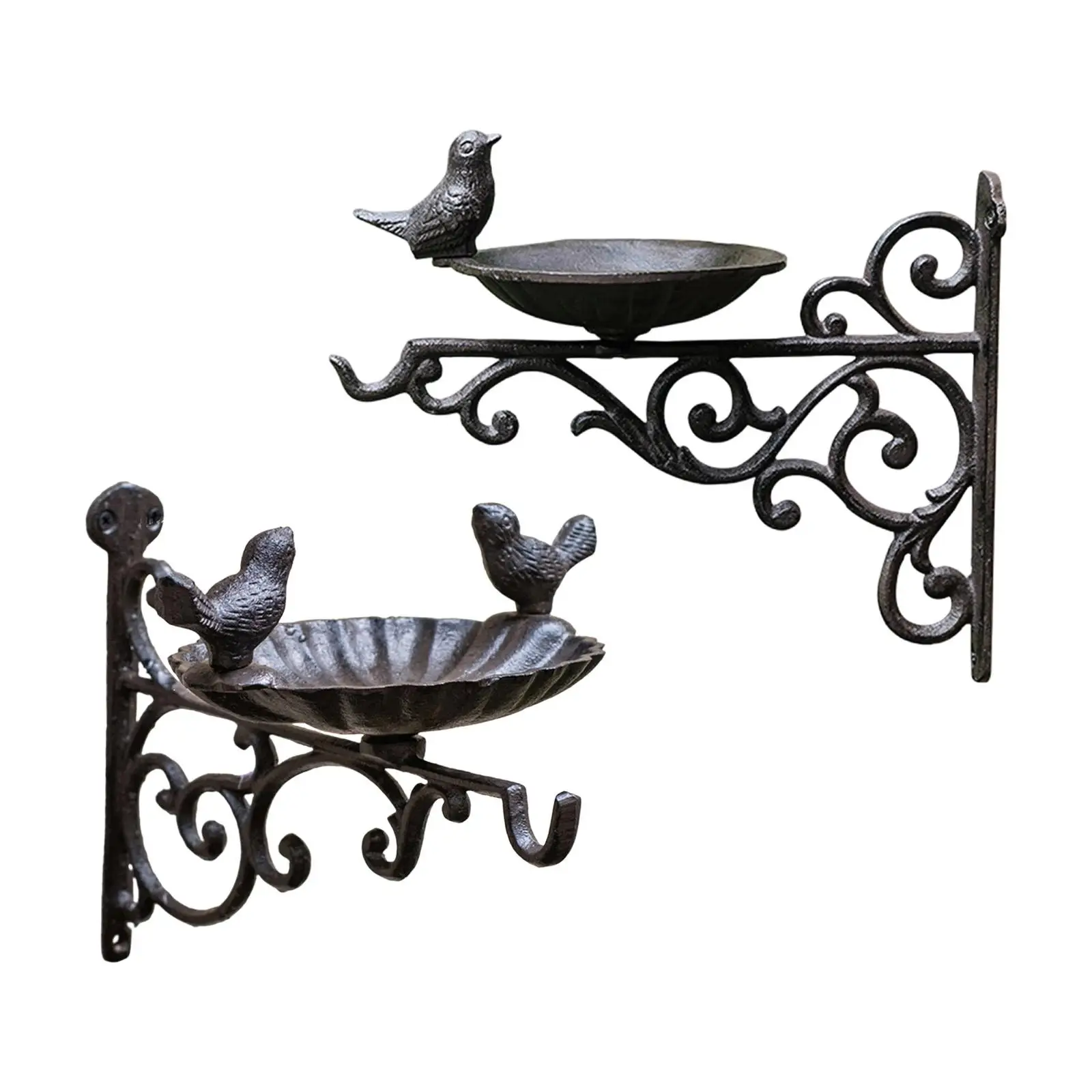 

Bird Feeder Bird Bath Tray Vintage Decorative Feeding Station Metal with Hanger Hook for Yard Wall Balcony Trees Ornament