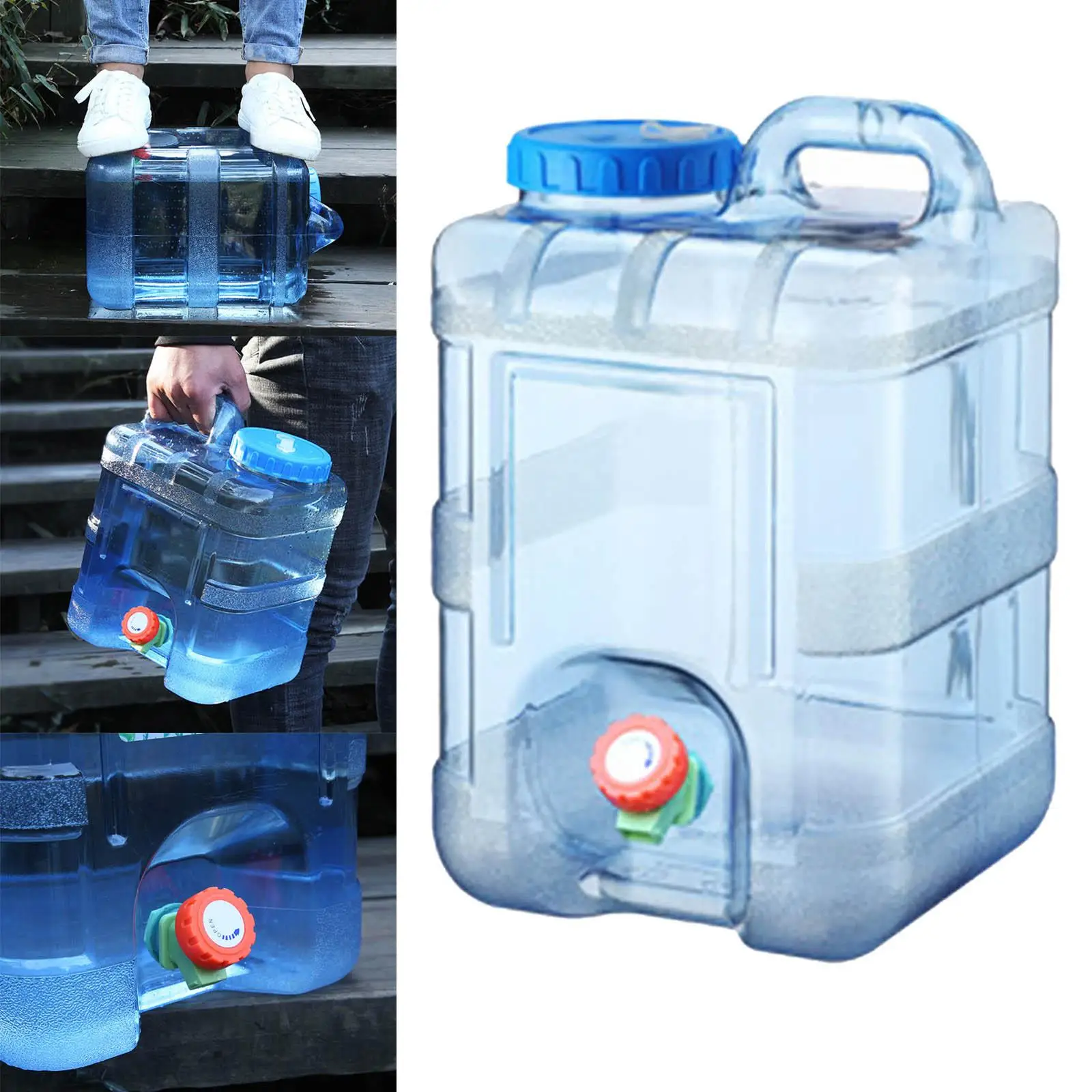 

4 Gallon Camping Water Storage Jug Water Carrier Water Canteen with Tap Water Container for Car Emergency Survival Bathing RV