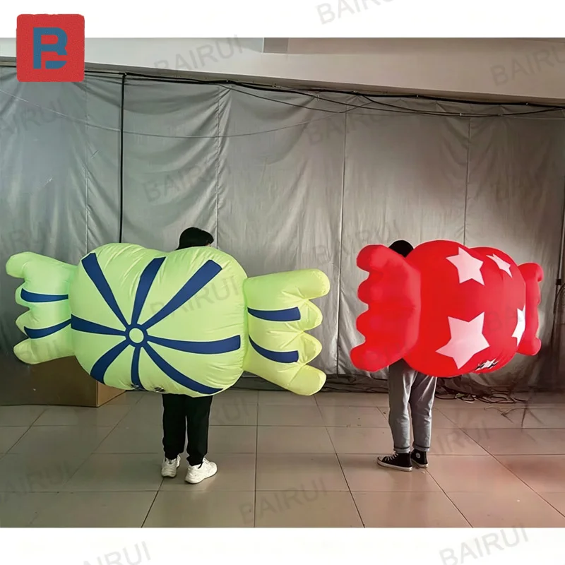 Inflatable candies, clothing, backpack-style, with blower, for outdoor shopping malls, squares or parade decorations