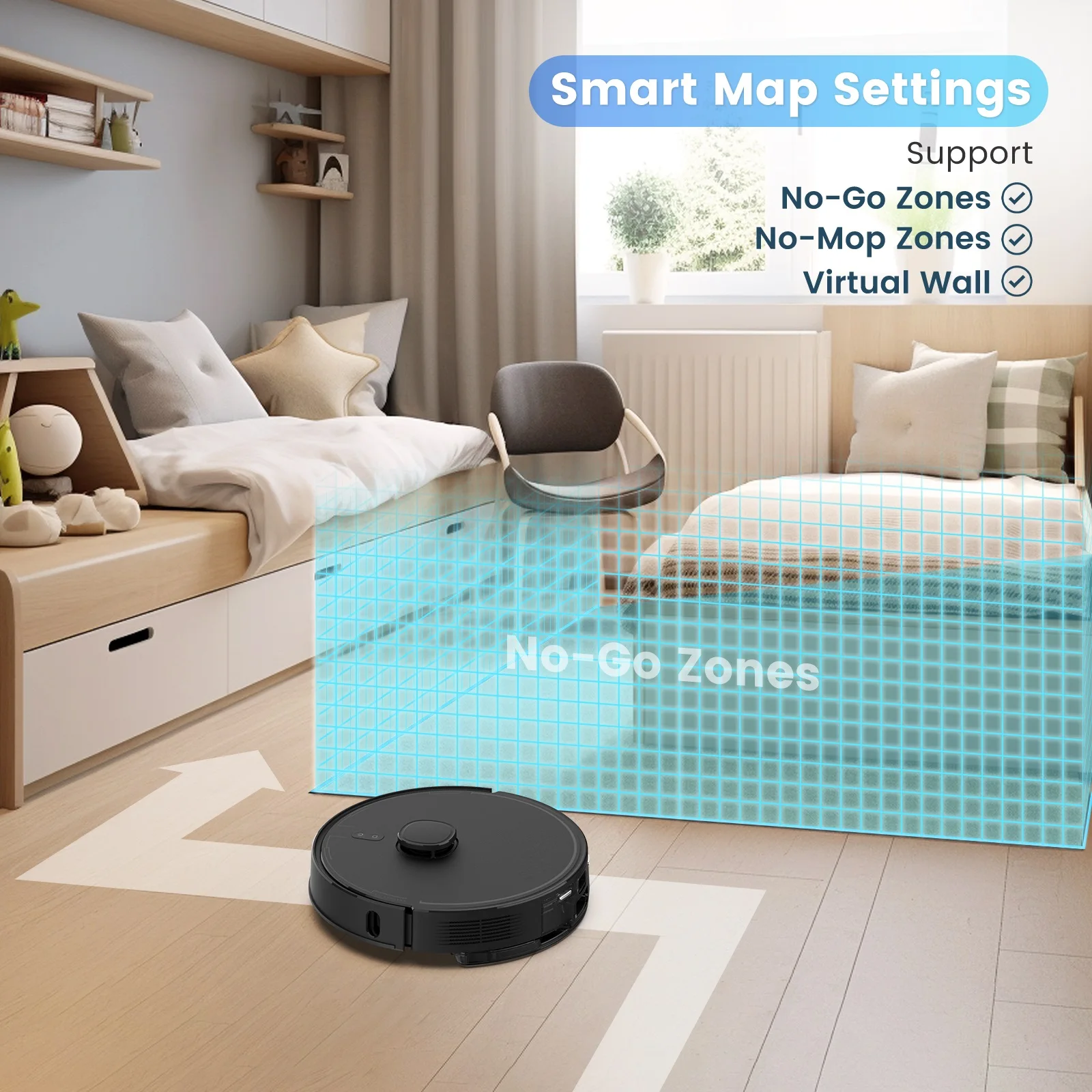 Wet/Dry Cordless Robot Vacuum Cleaner with Mopping Laser Navigation HEPA Filter 2600Pa Suction & App Control