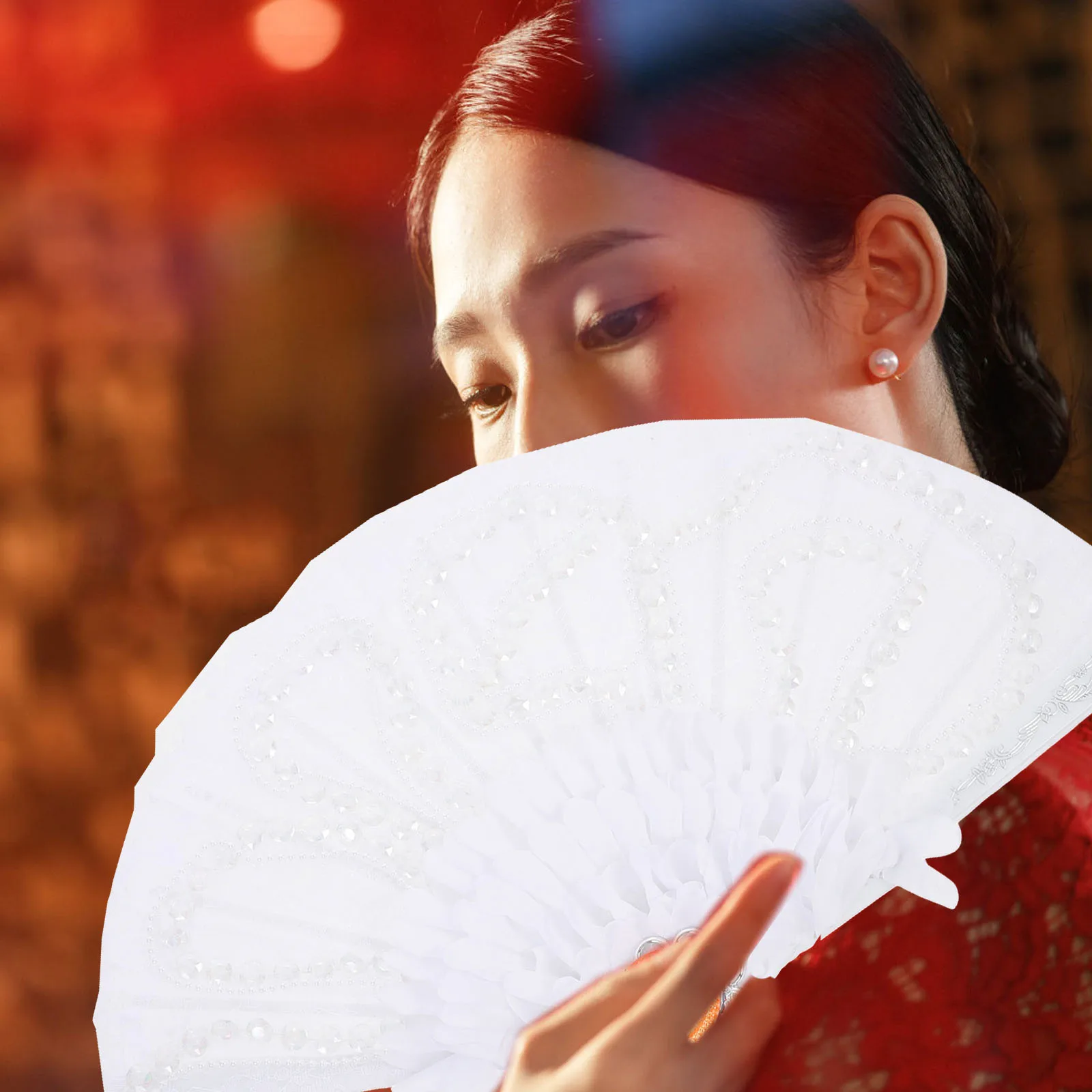 

H Lady Bridal Ladies H Delicate Wedding Plume Fan held for Party Performance Photo Prop H Fan Foldable