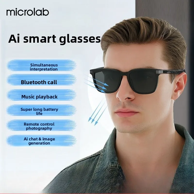 

Microlab G06L AI Умные очки Перевод в реальном времени Одновременный интерпрет Модная беспроводная передача
