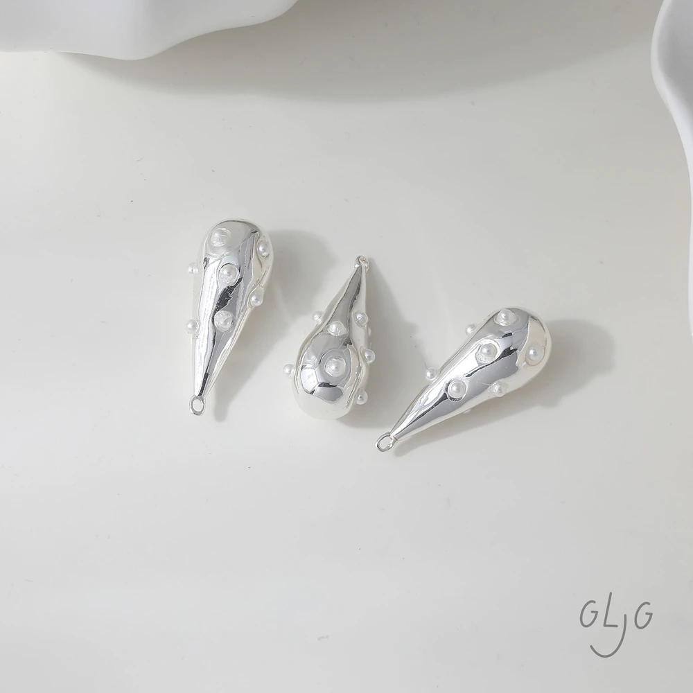 2 قطعة 14K مطلية بالذهب رائعة اللؤلؤ مطعمة قطرة الماء قلادة قلادة النتائج مجوهرات DIY بها بنفسك صنع لوازم اكسسوارات #5