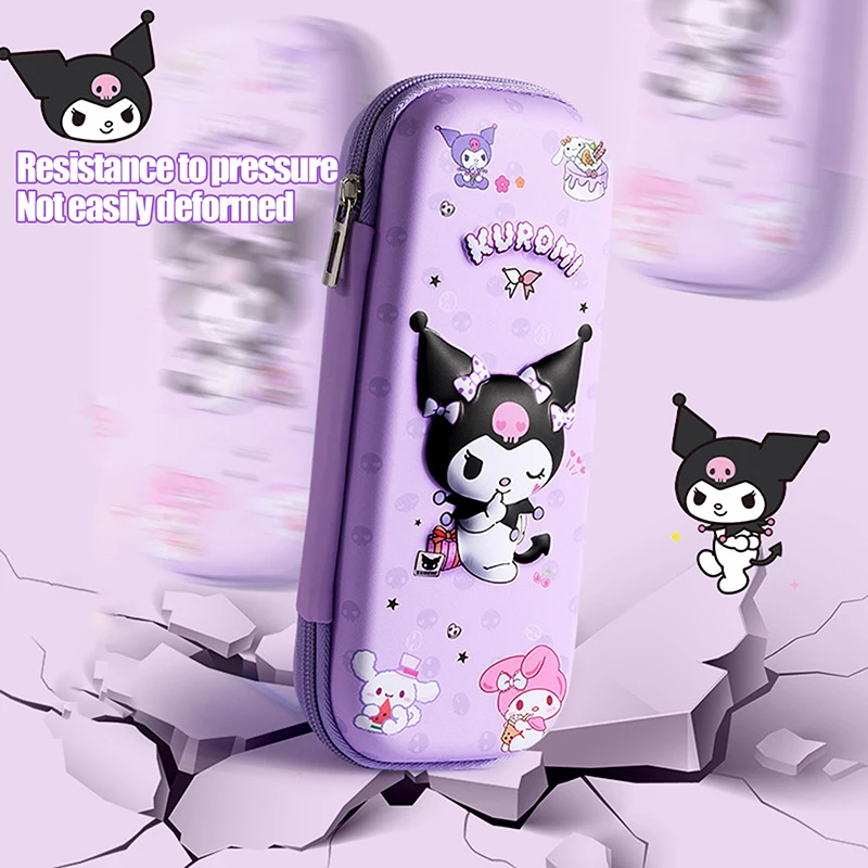 Imagem -04 - Bolsa de Lápis de Grande Capacidade dos Desenhos Animados Kuromi 3d Estereoscópico Lápis Case Anti-queda Papelaria Bolsas Portátil Bonito Moda