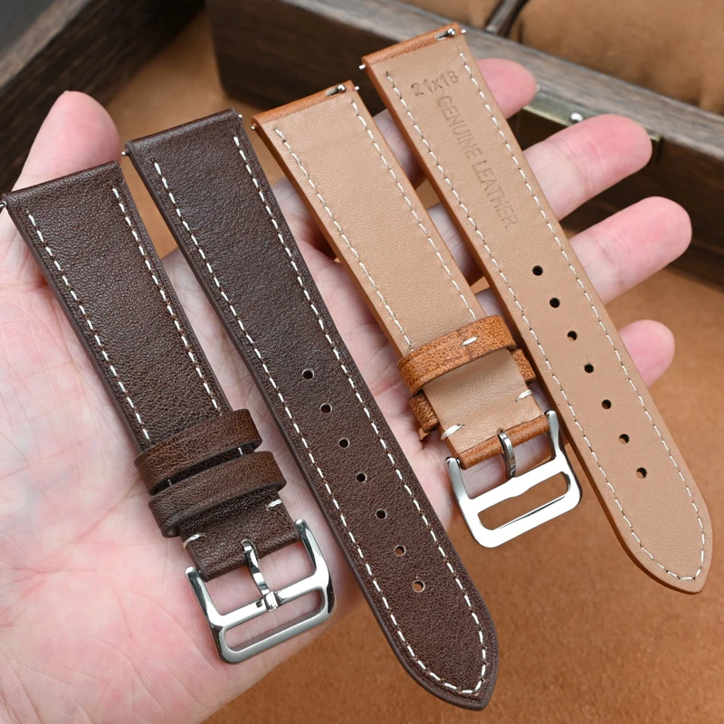 17 مللي متر 18 مللي متر 19 مللي متر 20 مللي متر 21 مللي متر 22 مللي متر جلد طبيعي حزام ساعة اليد الفرقة العالمي حزام الساعات الرجعية سوار الإفراج السريع بار معصمه