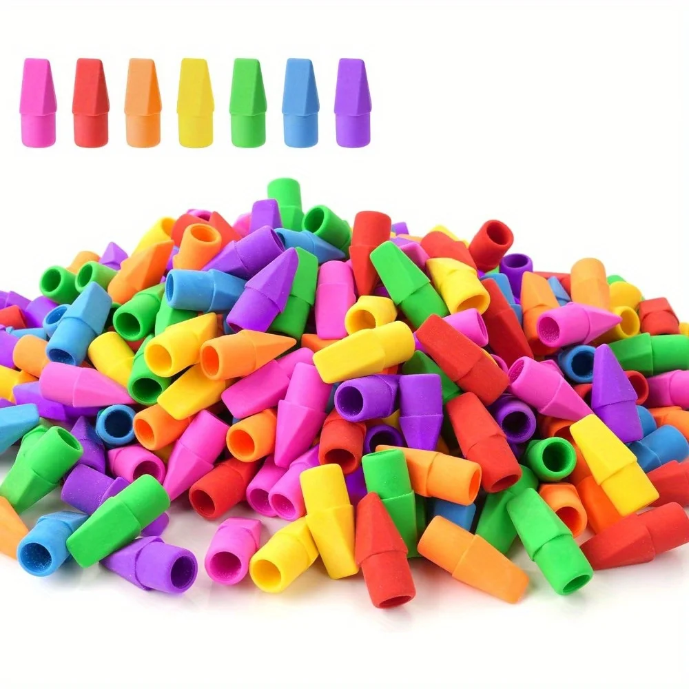 120 Pack Arrow Shaped Pencil Top Erasers TPR Material Cap Erasers for School Supplies Fits All Standard Pencils-7 Vibrant Colors