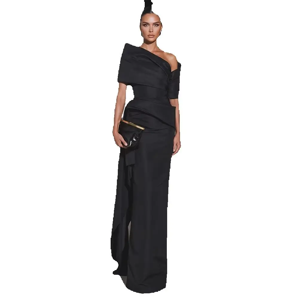 Formelles Meerjungfrau-Abendkleid Elegantes Schulterfreies Maßgeschneidertes Prominenten-Kleid Hochwertige Geraffte Jersey-Partykleider