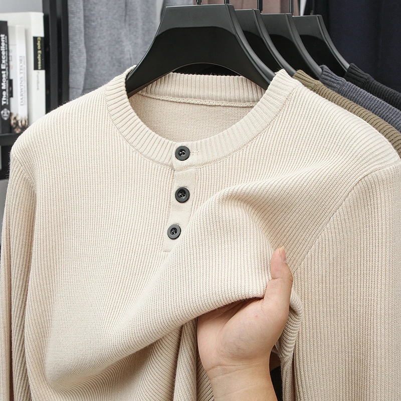 

BROWON 2025 Business Sweater for Man Autumn Winter New Long Sleeve O Neck Soft Comfortable Casual Pullovers Sweaters for Men