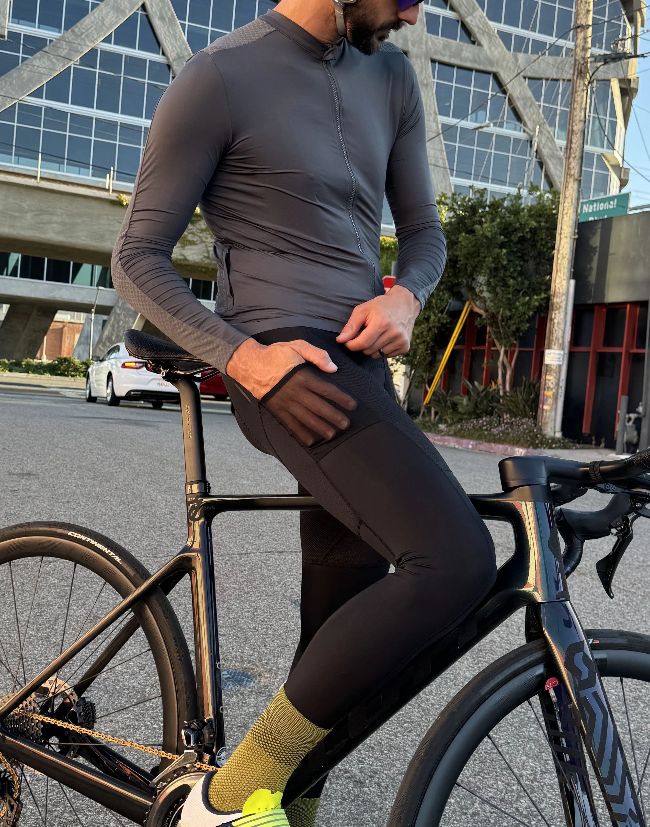 YKYW Herren Frühling Herbst Lange Radhose Radfahren Trägerhose Lange Hose Trägerhose Rennradhose Trägerhose Fahrrad Trägerhose – Detail 6