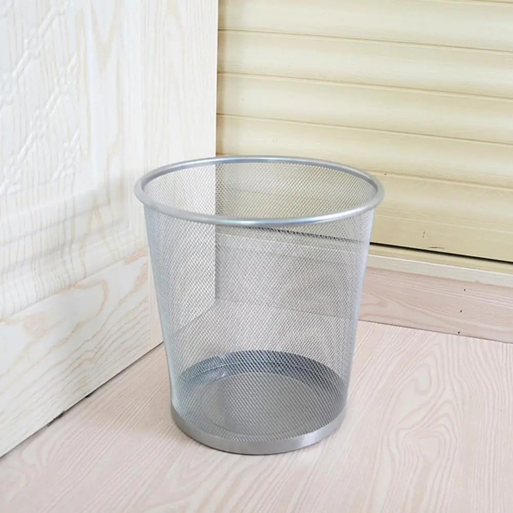 Mesh Trash Bin Paper Basket Office Rubbish Waste Holder Can Trash Can Household Bathroom Toilet Bedroom Living Room Waste Bins