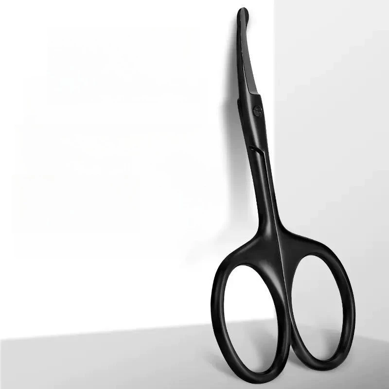 Hot Sale Men\'s and women\'s general purpose stainless steel black round head safety nose hair scissors/eyebrow trimmer