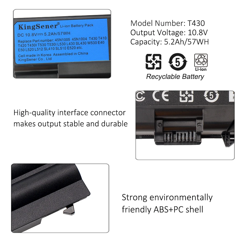KingSener Korea Cell Battery for Lenovo ThinkPad T430 T430I T530 T530I W530 SL430 SL530 L430 L530 45N1104 45N1105 45N1013