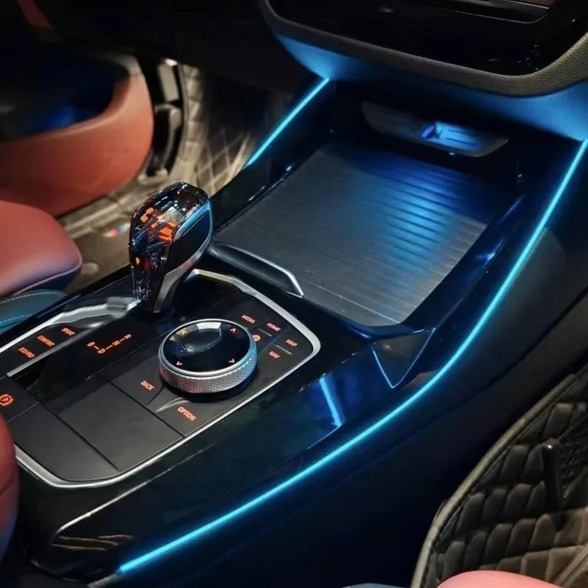 

Для BMW 5, 6 серии, X3, X4, iX3, G30, G31, G32, G01, G02, G08: Обновление атмосферной подсветки, 11 цветов, подсветка центральной консоли, подсветка салона