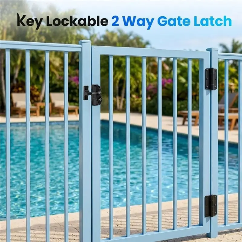 AT51-Key Lockable Double Sided Latch For Wooden For Metal Gates, Vinyl Fence, Wood-Gate, 2 Way Operation