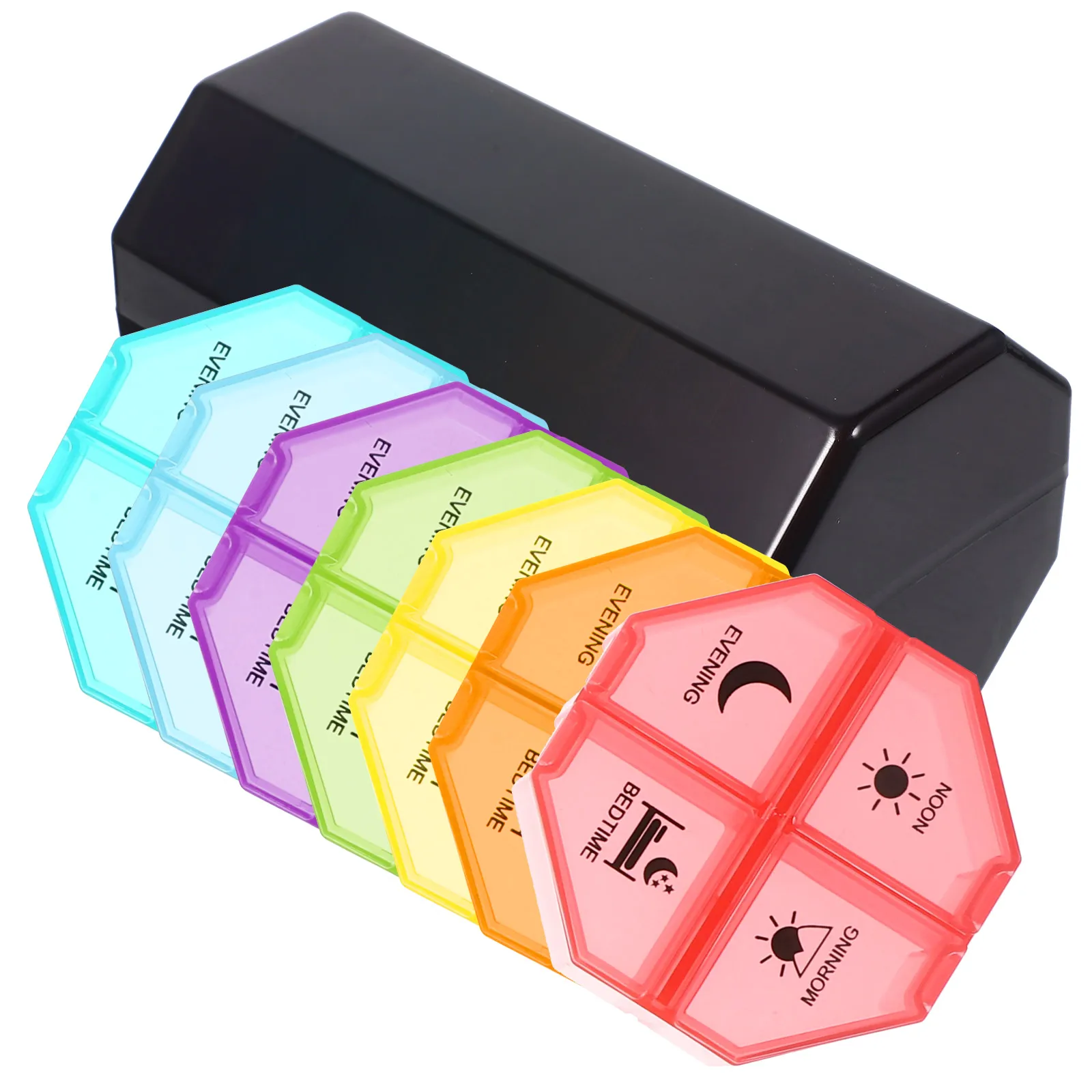 

1 set Weekly Pill Organizer Travel Portable Case Lid Large Capacity Colorful Daily Box for Medication Small for Day