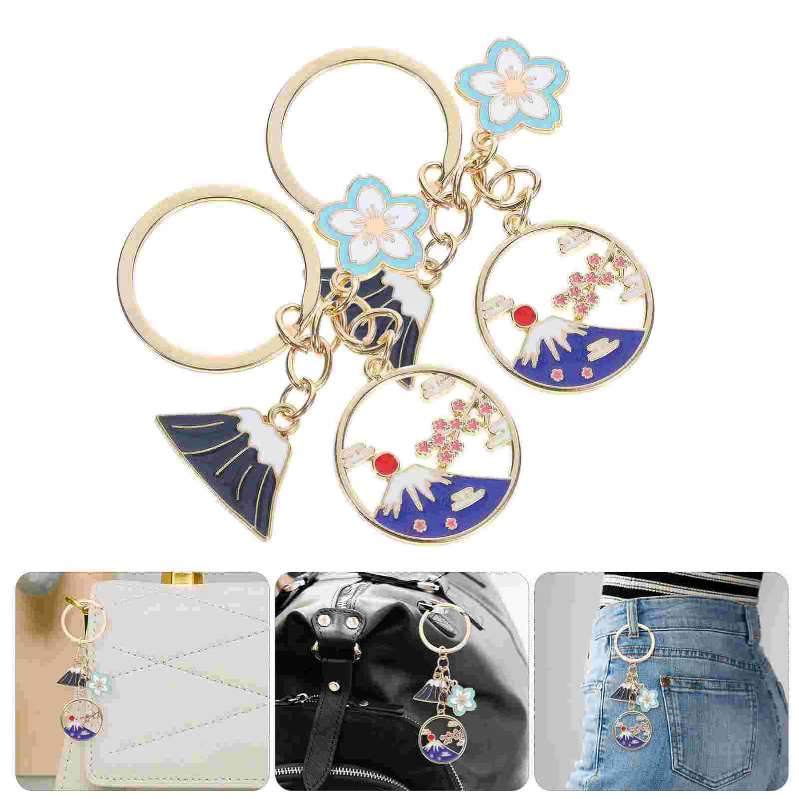 2 Pcs Cherry Blossom Keychain Good Luck Blossoms Ring Keyring Chains for Car Keys Women Cute Backpack Pendant