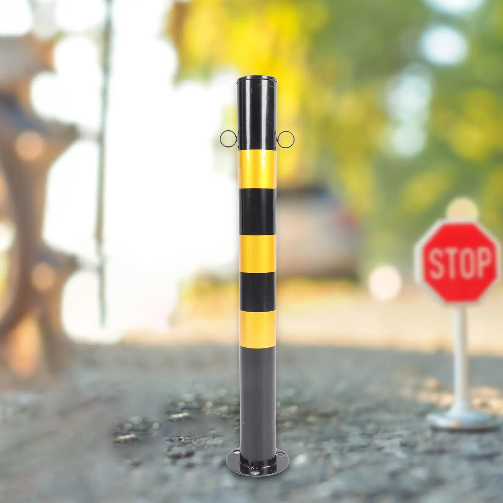 Safe Bollard Post 30' H Metal Parking  Barrier Multifunctional for Street Traffic Sensitive Area Road Intersections Double Ring