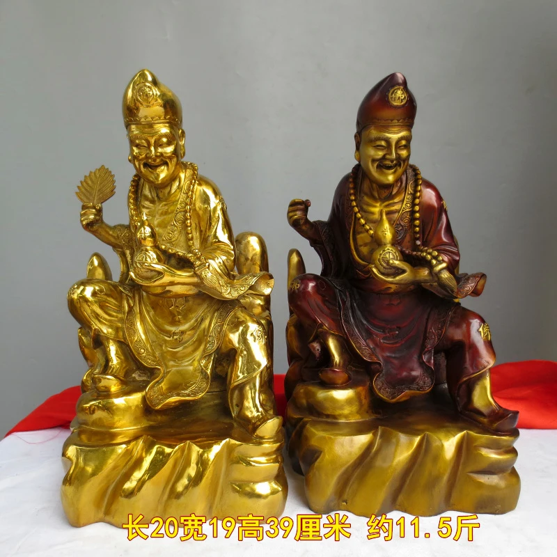 39cm large Buddhism Taoism HOME Company Exorcism exorcise evil spirit bring good luck HUO FO JI GONG buddha brass statue