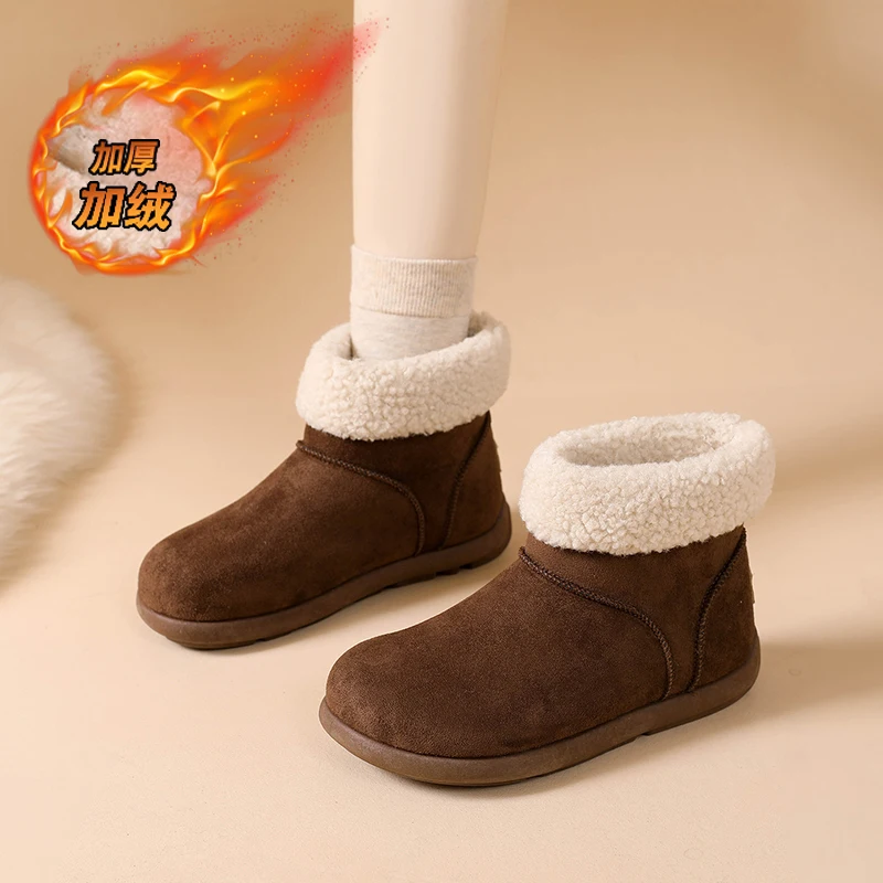 

CRLAYDK Snow Boots for Women Warm Fur Lined Winter Slip On Booties Suede Shoes Ladies Outdoor Suede Walking Short Botas
