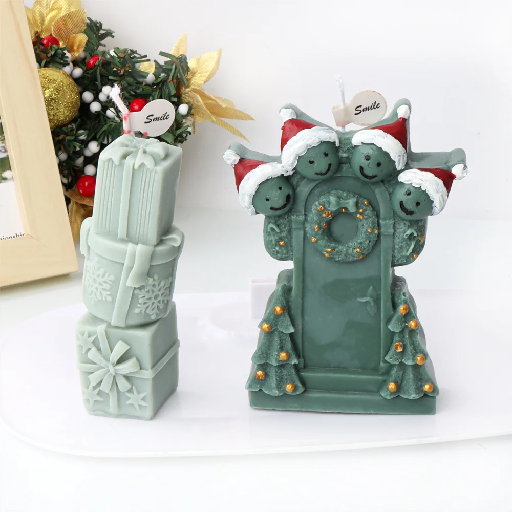 Stampo per candele in Silicone stile natalizio albero per fiori di neve scatola regalo per stelle profumo fai da te decorazione per la casa di