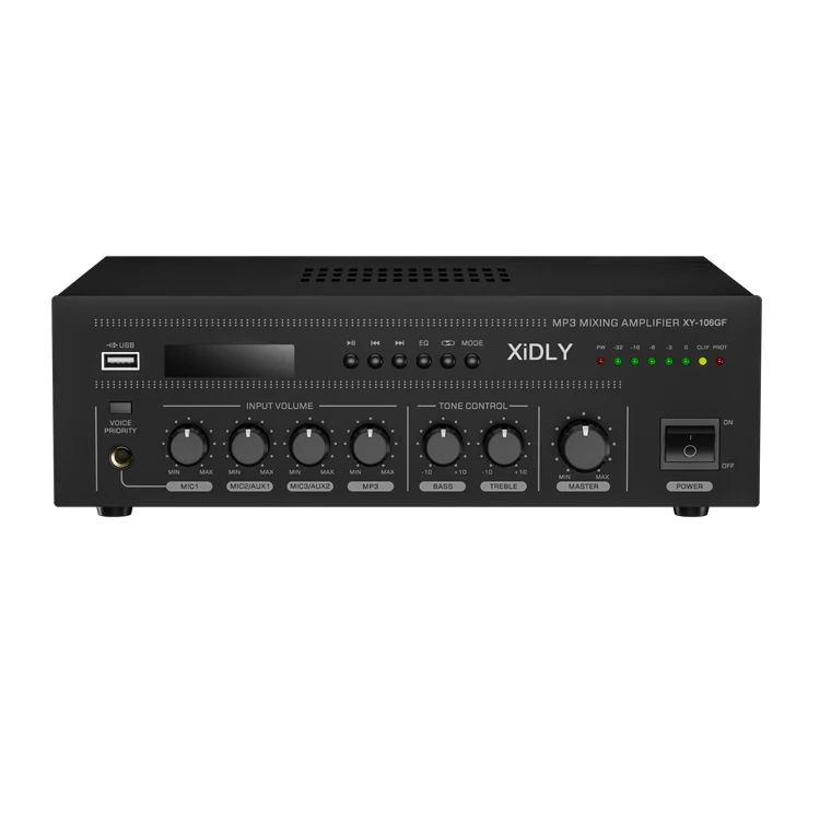 XIDLY - High quality 60 watts with blue tooth USB audio player power compact Multizone 100v Line mixer amplifier