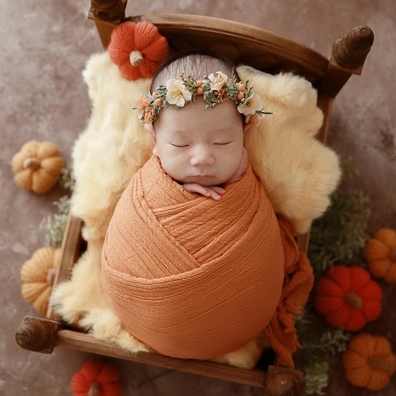 Pasgeboren Fotografie Props Baby Seersucker Elastische Wrap Doek Retro Stijl Baby Fotografie Bed Studio Foto Accessoires