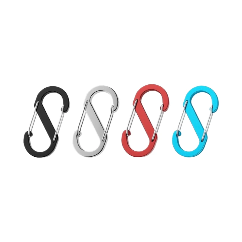 

Aluminum S-Carabiner, Smooth Edge Press-Clip Keychain, 8-Shape for Camping Backpack Keychain, Decorative Multi-Purpose Snap Hook
