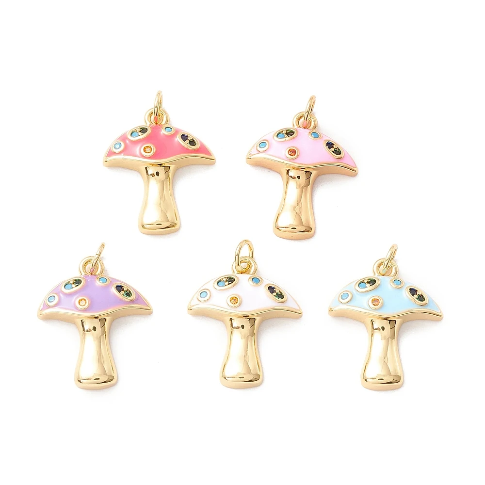 

10pcs Plating Brass Colorful Cubic Zirconia Pendants with Enamel Gold Plated for Making DIY Jewelry Necklace Bracelet Earring