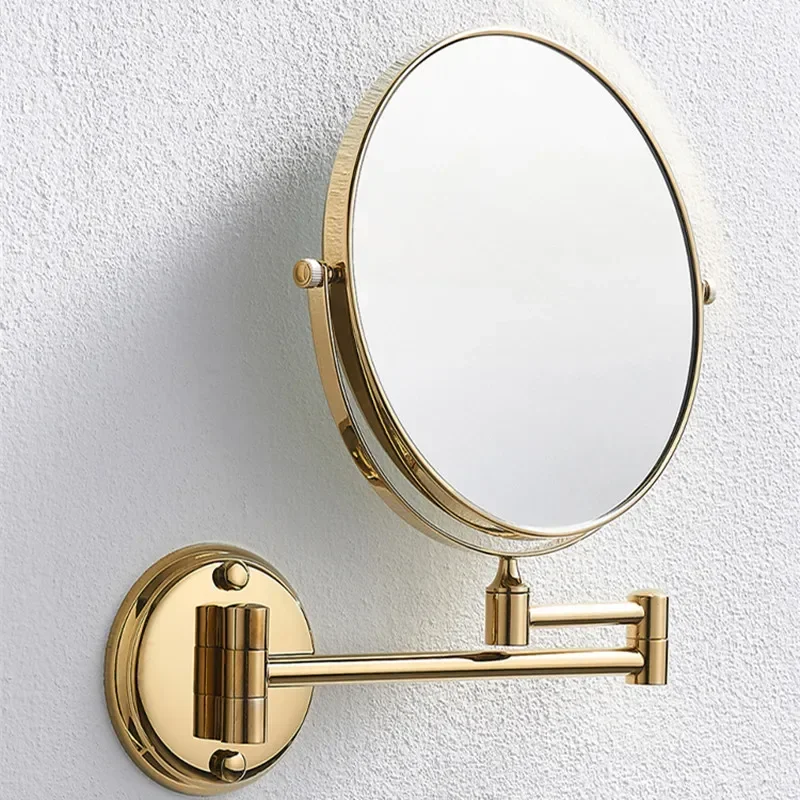 Modern Gold 3X/5X/7X/10X Maginifying  Round Bathroom Mirror  Copper Miorr Frame Fodable  Lady  Make-up Bath Mirror