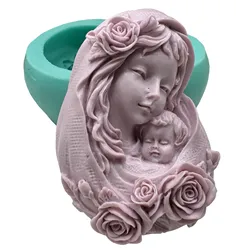 Mom Baby Silicone Mold for Soap ,Flower Baby Chocolate Cake Molds,Plaster Resin Decorations Mould,Mother Day Soap Mold