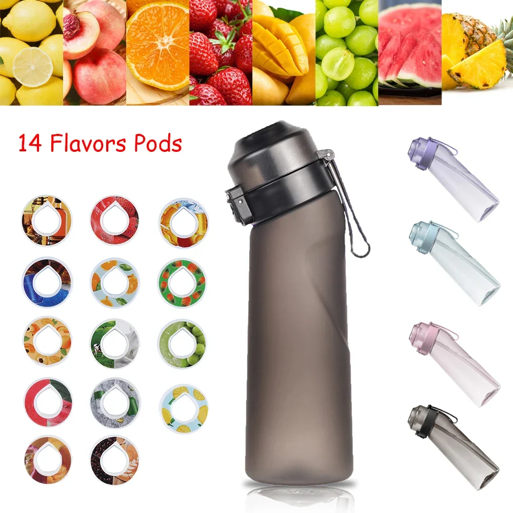 

1PC Flavored Water Bottle Scent Water Cup 1 Free Pods Flavored Sports Water Bottle Outdoor Fitness With Straw Flavor Pod