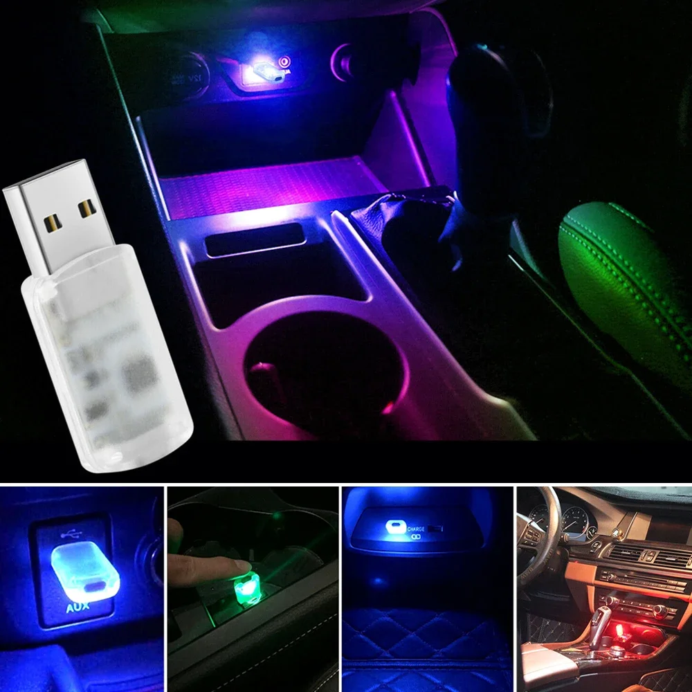 

1pc Car Mini USB Atmosphere Light LED Neon Ambient Lamp Decorative Atmosphere Ambient Bulb Automotive Interior Accessories